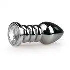 Easy Toys - Metal Butt Plug Ribbed. Żebrowana metalowa wtyczka z kryształkiem. 