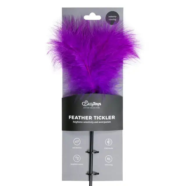 Easy Toys - Feather Tickler Purple Long. Piórko z długą rączką. 