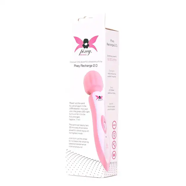 Pixey - Recharge Pink Massage Wand! Bezprzewodowy masażer!