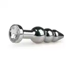 Easy Toys - Metal Butt Plug Triple. Potrójnie profilowana zatyczka z kryształkiem