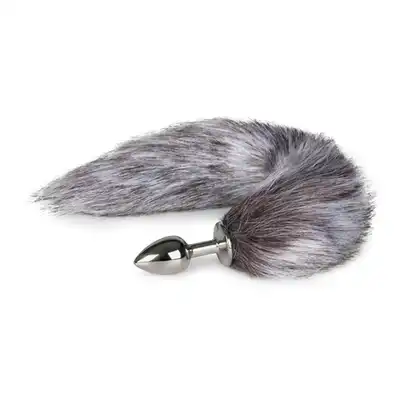 Easy Toys - Fox Tail Plug S. Srebrna wtyczka z lisim ogonem. Rozmiar S.