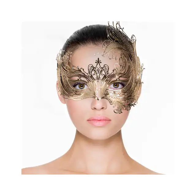 Easy Toys - Metal Mask Asymmetrical Gold. Ażurowa asymetryczna mask w kolorze złotym!