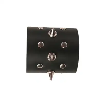 Leder - Leather Bracelet. Skórzana bransoleta 7 cm szerokości, ćwieki i nity