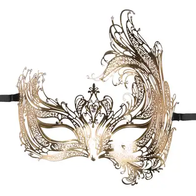 Easy Toys - Metal Mask Asymmetrical Gold. Ażurowa asymetryczna mask w kolorze złotym!