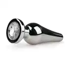 Easy Toys - Metal Butt Plug 11 Sil/Clear. Podłużna wtyczka analna z kryształkiem. 