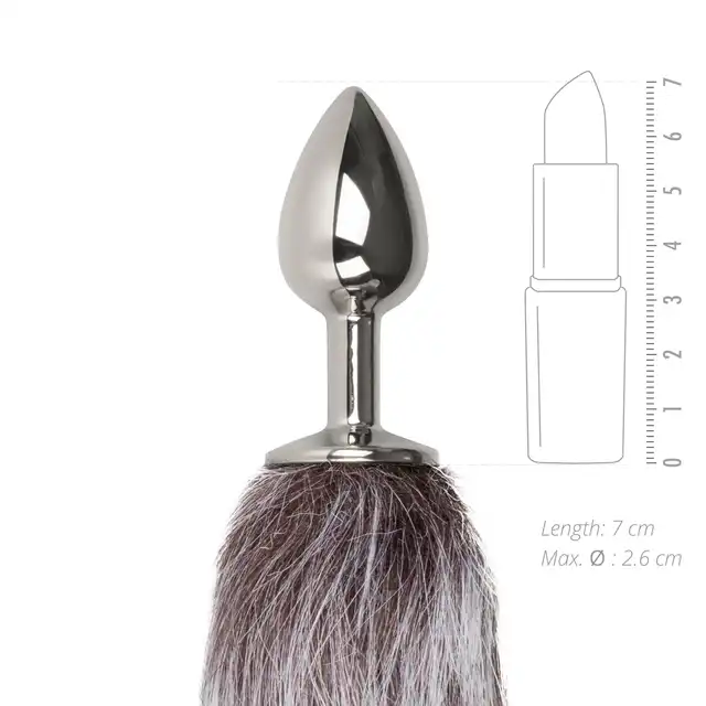 Easy Toys - Fox Tail Plug S. Srebrna wtyczka z lisim ogonem. Rozmiar S.