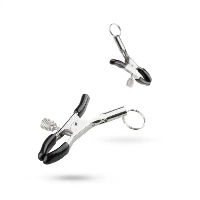 Easy Toys - Metal Nipple Clamps With Ring - Klipsy na sutki z kółkiem do łańcuszka.