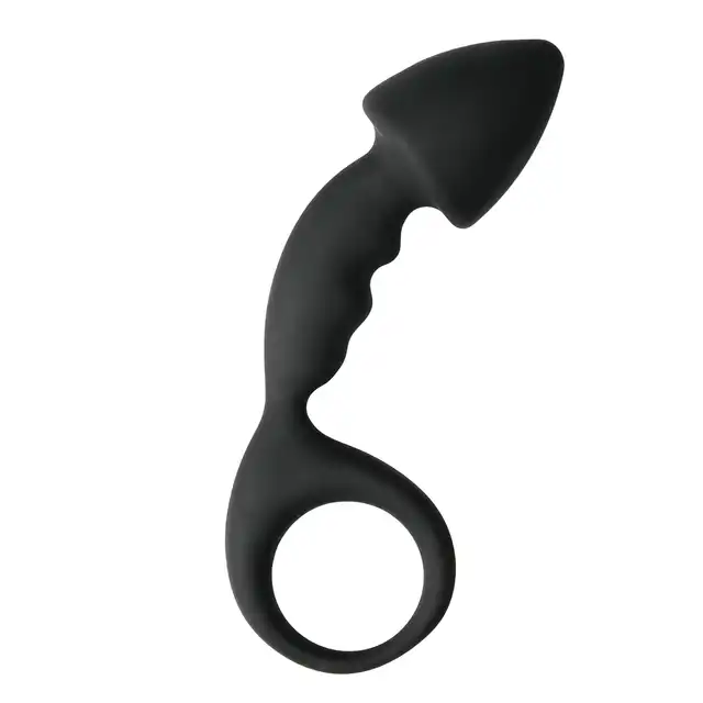 Easy Toys - Anal Invader Curved Plug Ring. Stymulator prostaty z ringiem na penisa. 