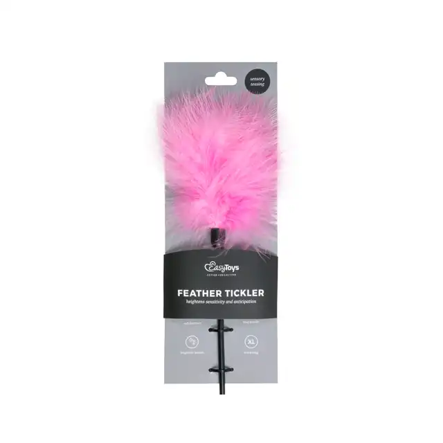 Easy Toys - Feather Tickler Pink Long. Piórko z długą rączką. 