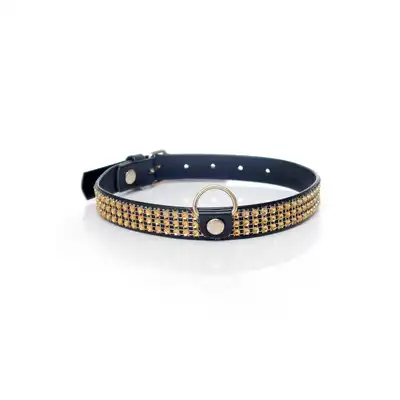 Fetish Boss Series - Collar. Obroże ze złotymi kryształkami. 