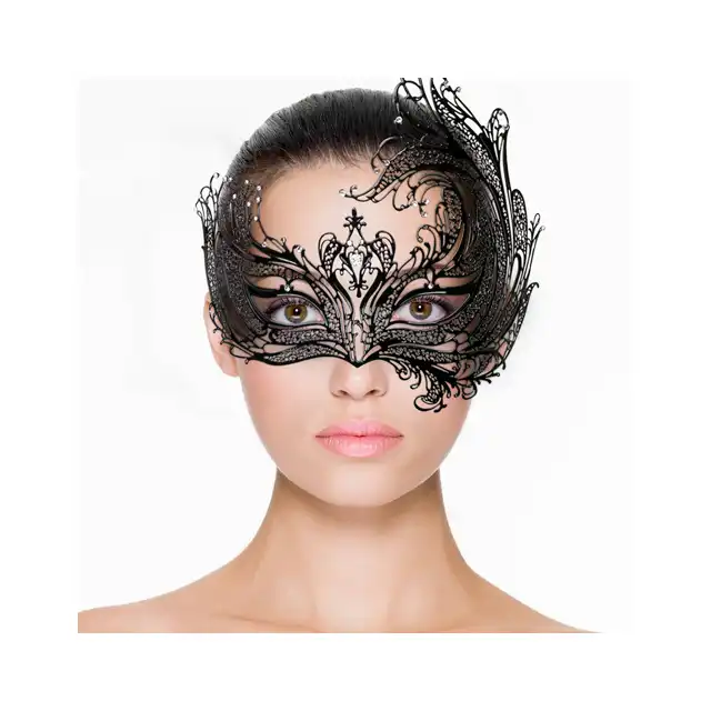 Easy Toys - Metal Mask Asymmetrical Black. Ażurowa asymetryczna maska. 