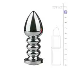 Easy Toys - Metal Butt Plug Ribbed. Żebrowana metalowa wtyczka z kryształkiem. 
