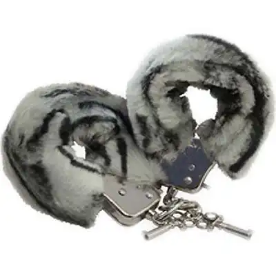 NMC - Love Cuffs  Zebra. Urocze  futrzane kajdanki!