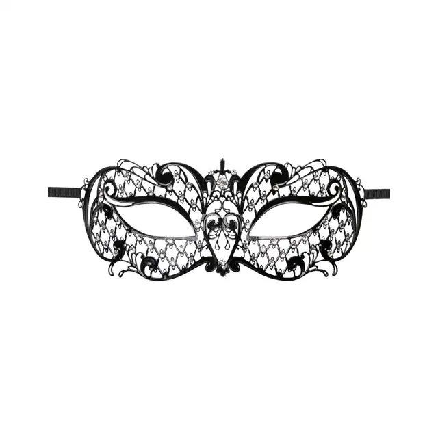Easy Toys - Mask Lace Black. Ażurowa maska z diamencikami. 