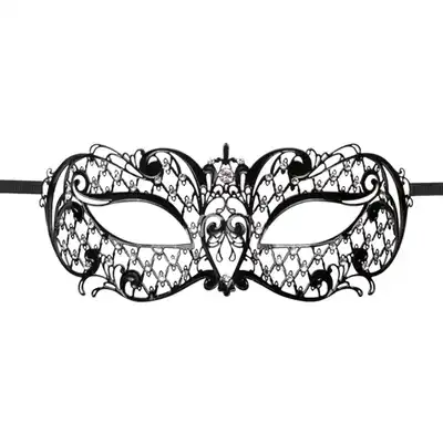 Easy Toys - Mask Lace Black. Ażurowa maska z diamencikami. 