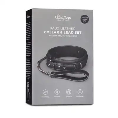 Easy Toys - Faux Leather Collar &amp; Lead Set. Obroża ze smyczą. 