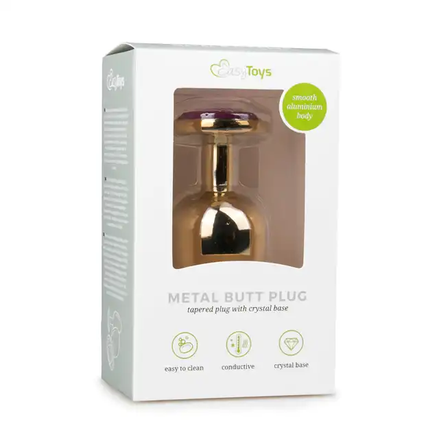 Easy Toys - Metal Butt Plug. Wtyczka analna z fioletowym kryształkiem!