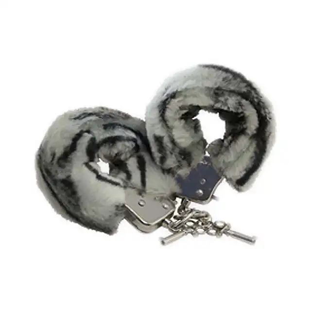 NMC - Love Cuffs  Zebra. Urocze  futrzane kajdanki!
