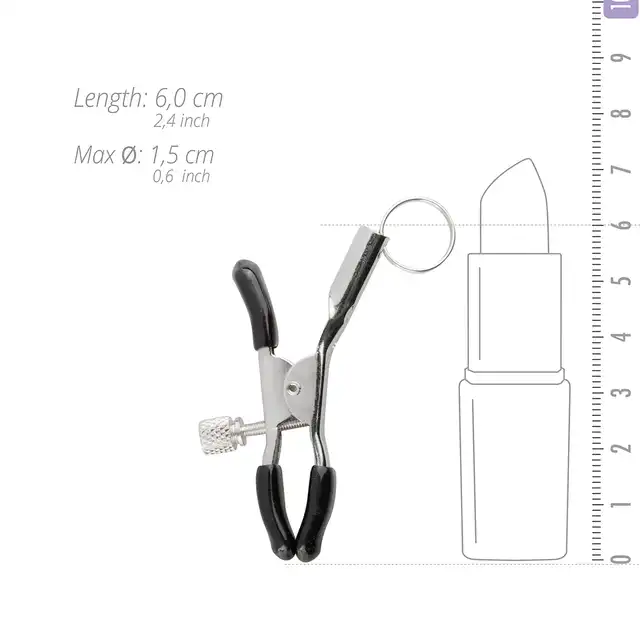 Easy Toys - Metal Nipple Clamps With Ring - Klipsy na sutki z kółkiem do łańcuszka.