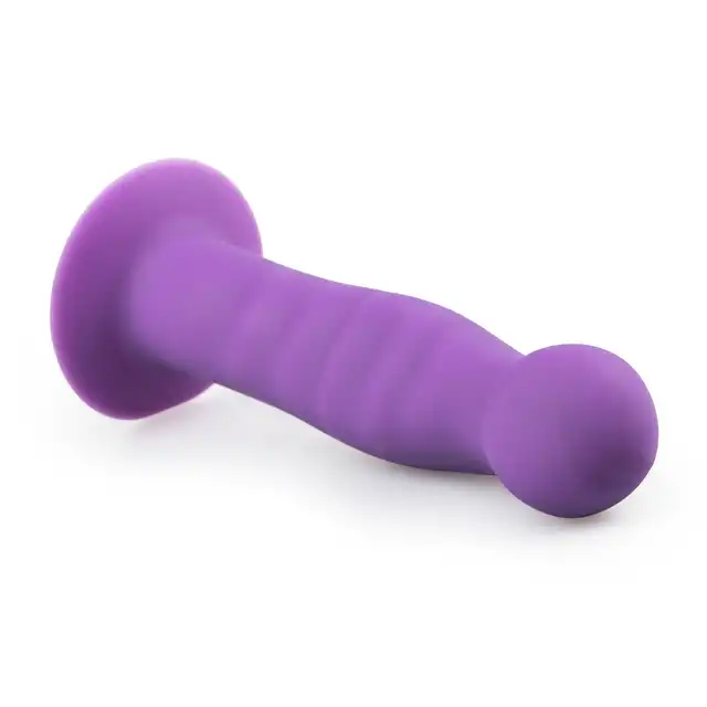 Easy Toys - Ribbed Dong Silicone Anal dildo. Fioletowe dildo analne. 