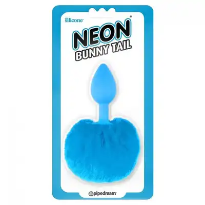 Pipedream - Neon Bunny Tail Blue. Wtyczka Analna Króliczy Ogonek - Niebieski.
