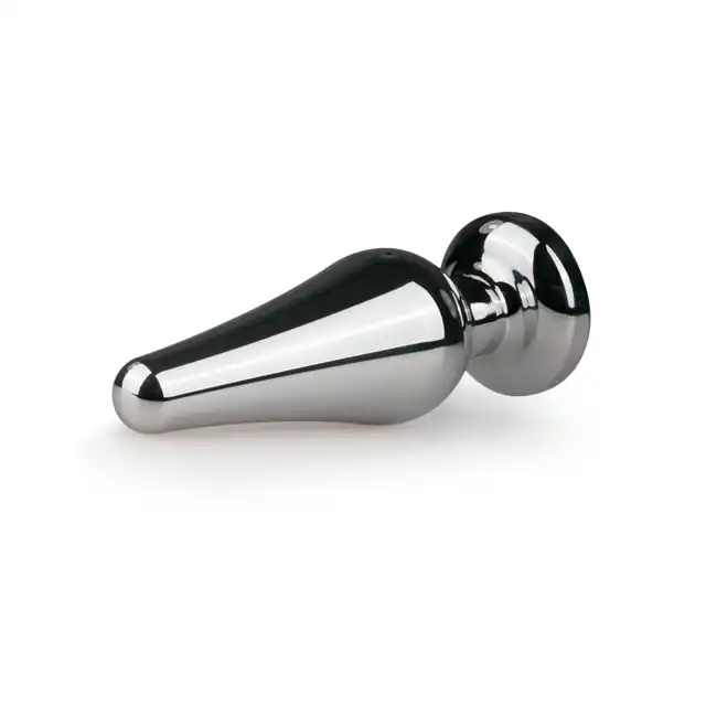 Easy Toys - Metal Butt Plug 11 Sil/Clear. Podłużna wtyczka analna z kryształkiem. 