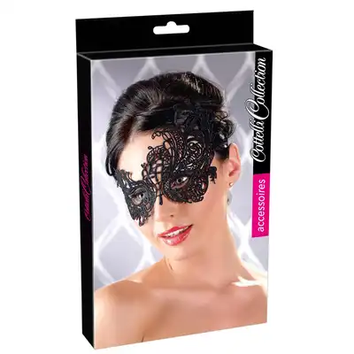 Cottelli Collection - Maske Stickerei. Kusząca i stylowa czarna koronkowa opaska na oczy. 