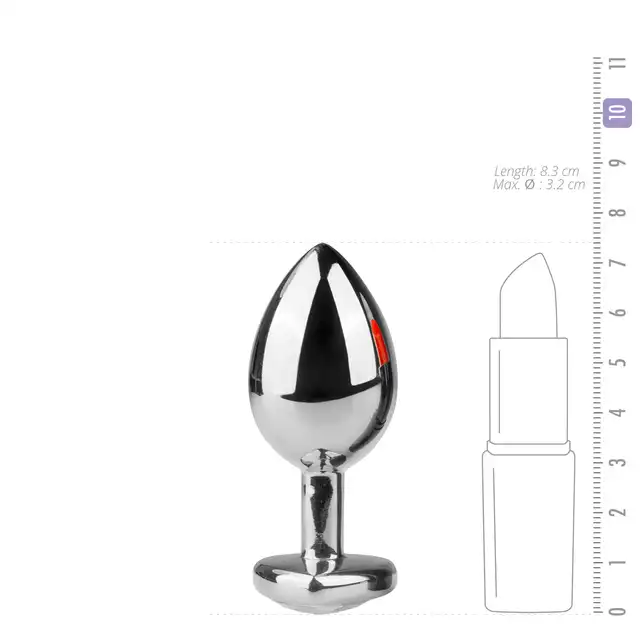 Easy Toys - Metal Butt Plug. Wtyczka analna z kryształkiem w kształcie serca. 