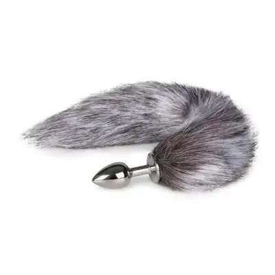 Easy Toys - Fox Tail Plug S. Srebrna wtyczka z lisim ogonem. Rozmiar S.