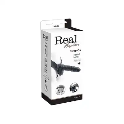 Real Rapture - Strap-on Natural Living. Czarny strap-on z wibracjami. 