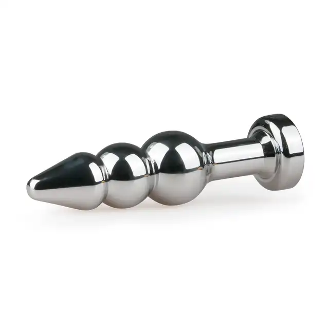 Easy Toys - Metal Butt Plug Triple. Potrójnie profilowana zatyczka z kryształkiem