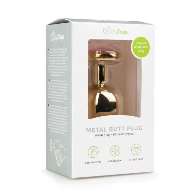 Easy Toys - Metal Butt Plug L . Metalowa wtyczka analna z pięknym kryształem.