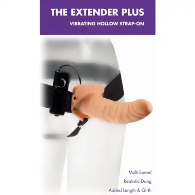 Kinx - Extender Plus Strap On. Realistyczny strapon dla mężczyzn z wibracjami 18,5 cm