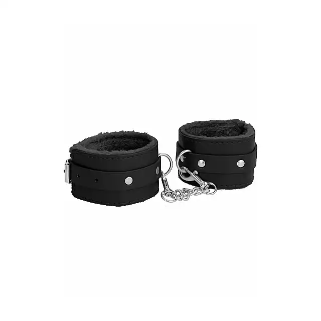 Ouch! - Plush Leather Ankle Cuffs. Skórzane kajdanki z miękkim pluszem. 
