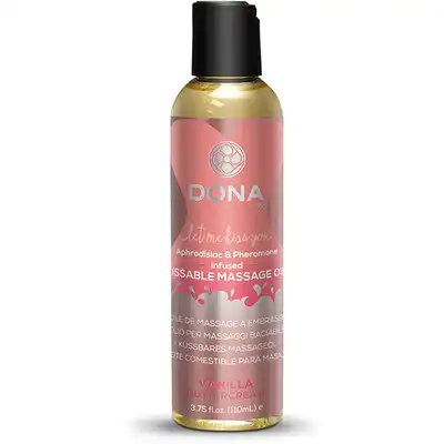 Dona - Kissable Massage Oil Vanilla Buttercream 110 ml. Jadalny olejek do masażu o smaku waniliowego kremu. 