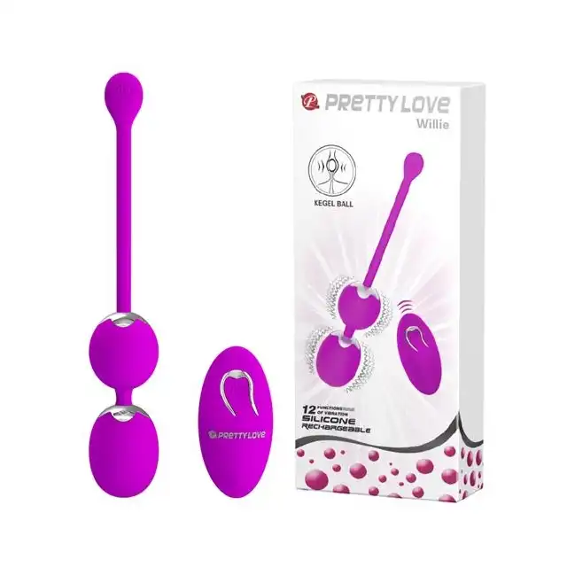 Pretty Love - Willy. Wibrujące silikonowe kulki gejszy. Zdalny pilot. 