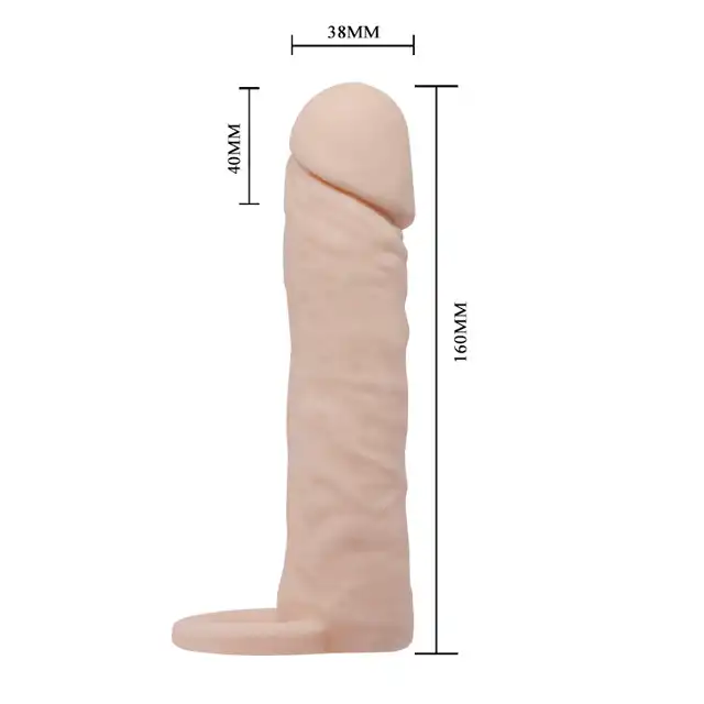 Pretty Love - Penis Sleeve M - nakładka na penisa + 4 cm. Cyber skóra.