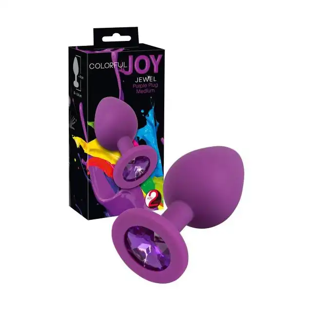 Colorful Joy Jewel P Purple Crystal. Silikonowa wtyczka analna z kryształkiem. 