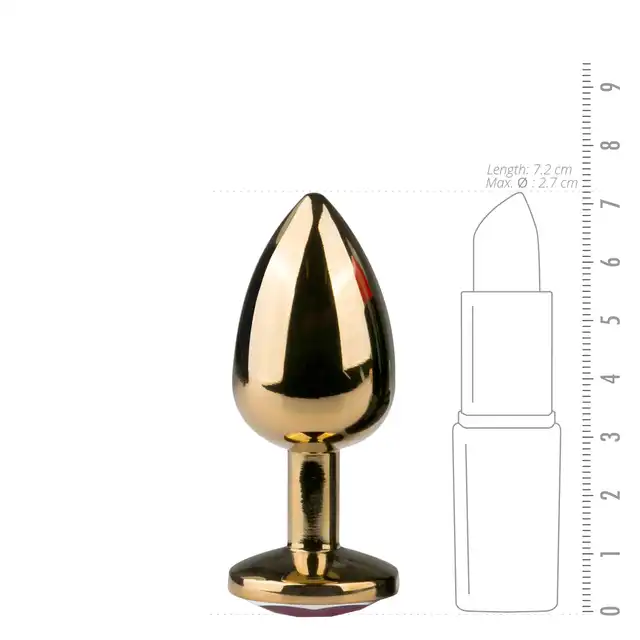 Easy Toys - Metal Butt Plug No.1 Gold/Purple. Wtyczka analna z kryształkiem