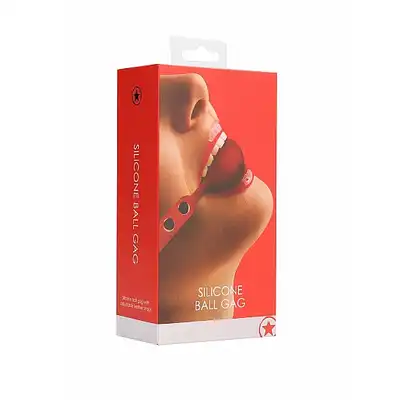 Ouch! - Silicone Ball Gag. Silikonowy knebel, gładka przyjemna w dotyku taśma, regulowana. Czerwony. Mega Sale!