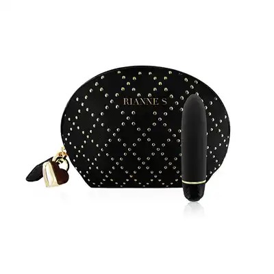 Rianne S - Classique Stud Black. Silikonowy mini wibrator z kosmetyczką.
