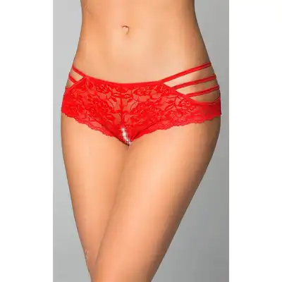 Softline - Shorts 2478 Red S/M.  Czerwone koronkowe figi.