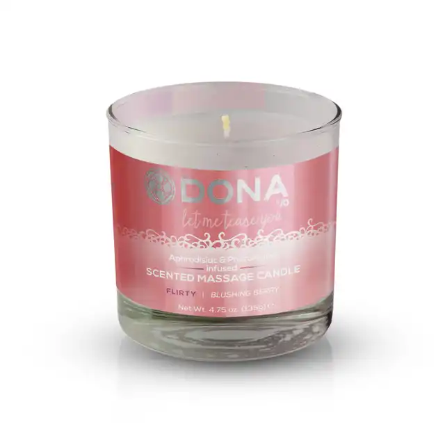 Dona - Scented Massage Blushing Berry. Zapachowa świeca do masażu z feromonami.