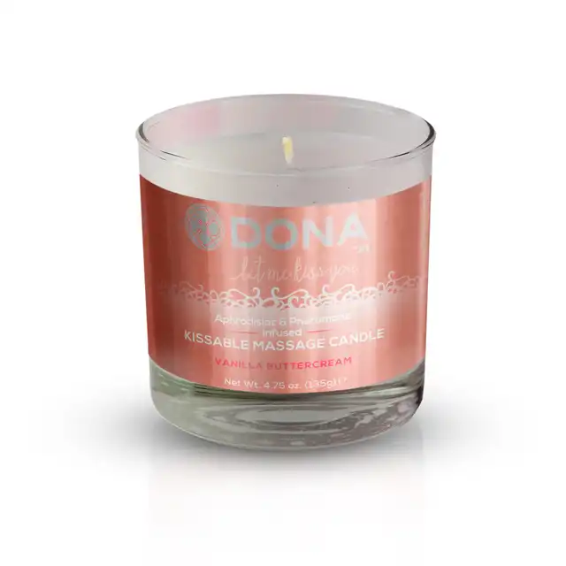 Dona - Kissable Massage Vanilla ButterCream. Waniliowa świeca do masażu z feromonami.