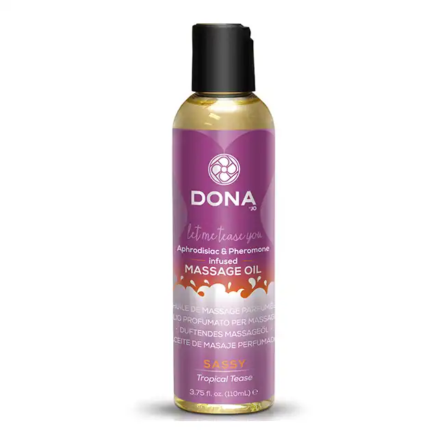 Dona - Scented Massage Oil Tropical Tease 110 ml. Olejek do ciała o tropikalnym zapachu. 
