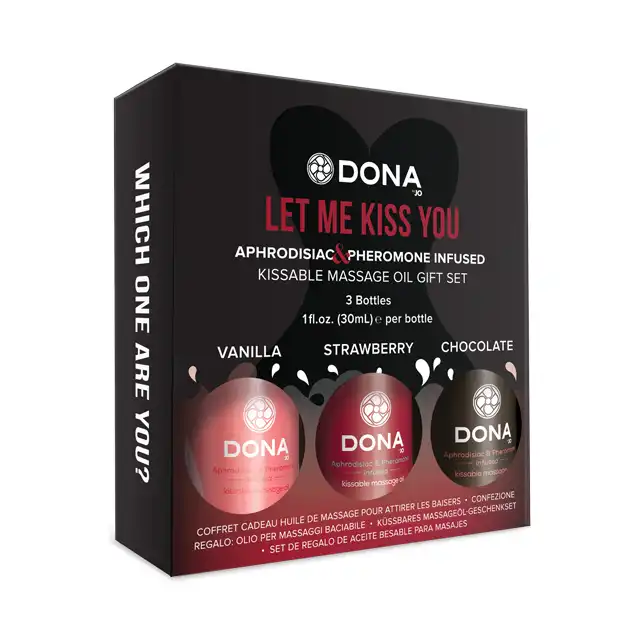 Dona - Massage Gift Set Flavoured 3x30 ml. Zestaw jadalny olejków do masażu. 