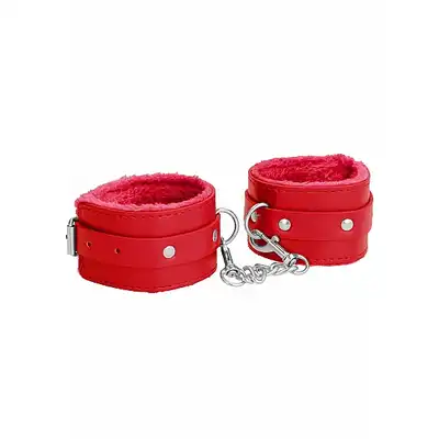 Ouch! - Plush Leather Hand Cuffs. Skórzane kajdanki z miękkim pluszem. Ostatnia sztuka!
