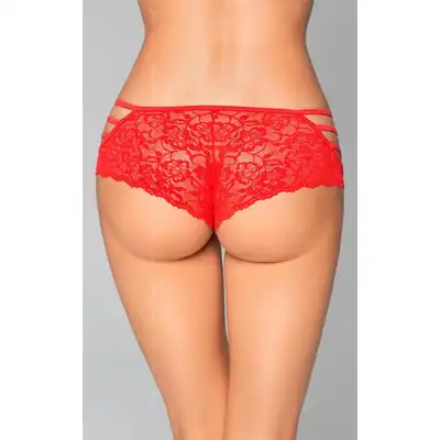 Softline - Shorts 2478 Red S/M.  Czerwone koronkowe figi.