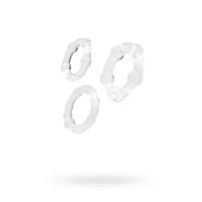 A-Toys - Ring Set Clear x3. Zestaw trzech przezroczystych pierścieni erekcyjnych przedłużających stosunek