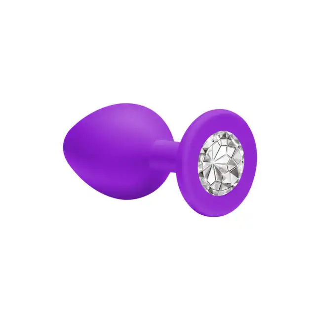 Emotions Cutie Small Purple Clear Crystal. Silikonowa wtyczka analna z kryształkiem.